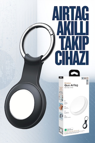 Apple Uyumlu AirTag Akıllı Takip Cihazı Anahtarlık Evcil Hayvan Araba Valiz Bisiklet Cüzdan Siyah