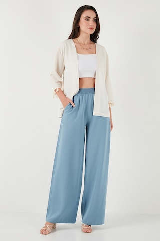 Lela Pamuk Ve Keten Karışımlı Püskül Detaylı Regular Fit Uzun Kimono Bayan Hırka 5869015 Bej
