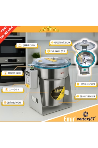 Karabiber Öğütücü Değirmen Makinesi 1500 Gr 28000 Devir
