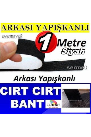 1 Mt Siyah Cırt Bant Yapışkanlı 2 Cm Genişlikde Cırt Cırt Bant