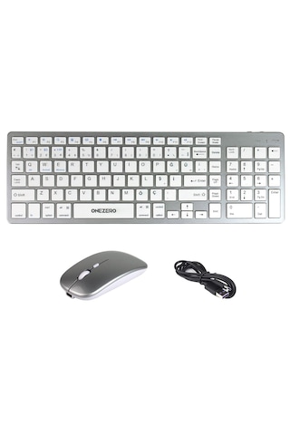 K835 Çift Modlu Kablosuz Klavye 2.4 Ghz + Bluetooth 3.0/5.0, Şarj Edilebilir, Çoklu Cihaz Desteği Gümüş Optik