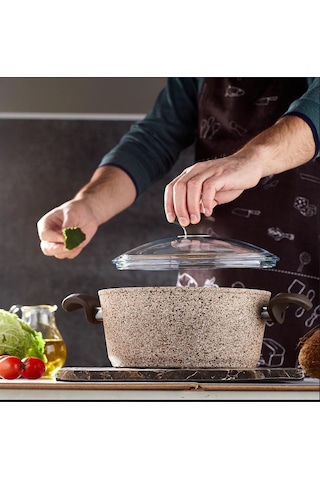 Falez Creamy Granit Tencere Derin Tencere 26 CM