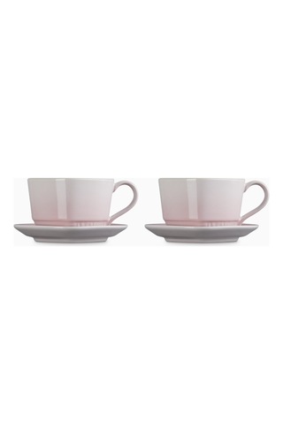 Le Creuset Kalp Şeklinde Seramik Kupa Ve Tabak Seti 2 Li Shell Pink