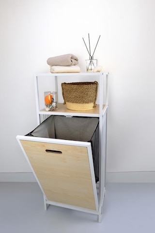 Digithome Metal Kirli Sepetli 2 Raflı Çok Amaçlı Banyo Düzenleyici Raf Organizer Akçaağaç Mrs-006 C1-1-369 Kahverengi