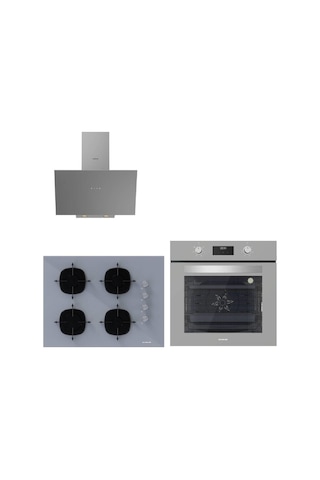 Silverline BO6502S02 - CS5665S01 - 3481 Gri Cam Ankastre Set