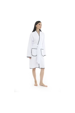 Athena Kimono Kadın Bornozu- Beyaz %100 Pamuk Beyaz