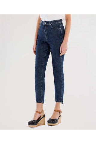 Yargıcı Paça Yırtmaç Detaylı Normal Bel Dar Boru Paça Denim Pantolon 25ykpn3023x 515 Mavi