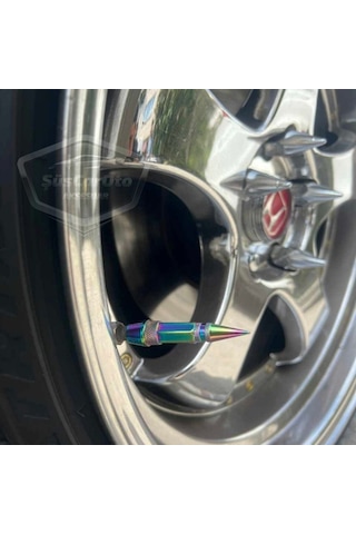 ŞüsCarOto Sivri Sibop Kapağı Mermi Sibop Kapağı Araba Motosiklet Bisiklet Metal Bukalemun Renkli 4 lü Set (00)