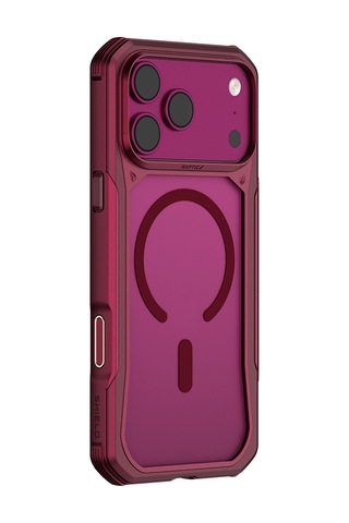 Apple Uyumlu iPhone 18 Pro Uyumlu Kılıf M-safe Şarj Özellikli Raptic Shield Evo Serisi Airbagli Kapak Bordo