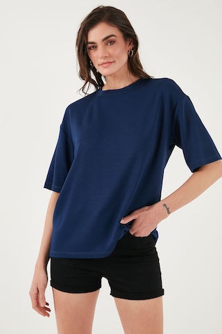 Lela Streç Oversize Fit Bisiklet Yaka Bayan T Shirt 5865911 Lacivert