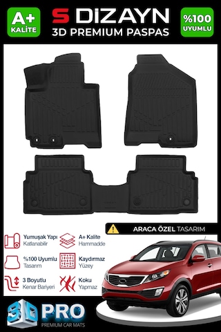S-dizayn Kia Sportage 3d Pro Havuzlu Paspas 2011-2015 A+ Kalite