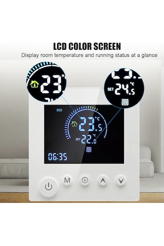 Ranyeek 3a Su Isıtma Sistemi İçin Akıllı Lcd Termostat, 90-240v, Programlanabilir Zamanlı Sıcaklık Regülatörü, 1 C Doğruluk