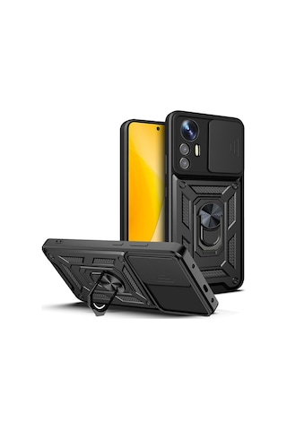 Nihcase Xiaomi Mi 12 Lite Kılıf Magnetik Standlı Kamera Korumalı Slide Sürgülü Cover Kapak