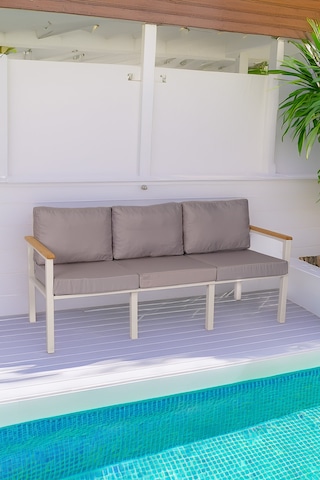 Neokas Balkon Mobilyası, Bahçe Takımı, 1 Üçlü Koltuk, Kafe Koltuğu, Bekleme Alanı Koltuğu Beyaz