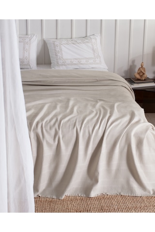 Madame Coco Mathilda Tek Kişilik %100 Pamuk Karde Düz Pike Takımı - Bej 8684427200407 Ekru