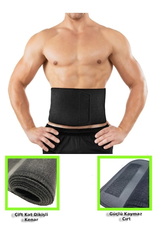 Sauna Suit Termal Unisex Bel Korsesi %100 Sauna Sıkılaştırma Kemeri Siyah