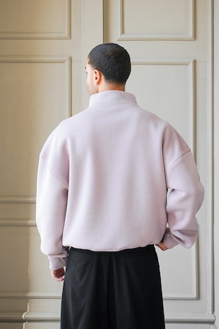 Mürdüm Cozy Basic Yarım Fermuar Oversize Sweatshirt Mürdüm