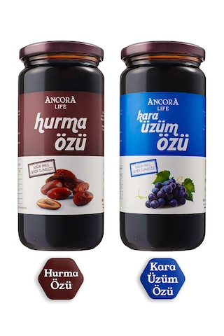 2'li Avantaj Paketi - Hurma Özü, Kara Üzüm Özü - Şeker İlavesiz S