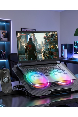Rgb Işıklı Çift Fanlı Laptop Soğutucu Uczzzn33bilgisayarfanı