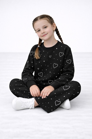 Beka Kids Kız Çocuk Komple Taş Detaylı Pantolonu Cepli Rahat Eşofman Takımı Çok Renkli