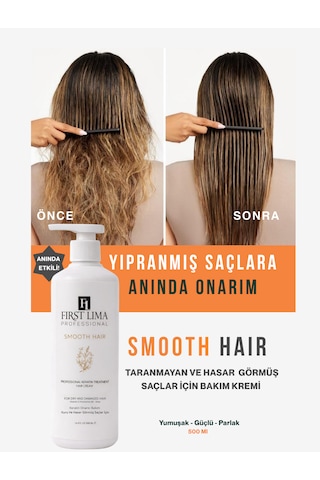 Kabarma Karşıtı Saç Kremi Anında Yumuşatma Elektriklenme Önleyici Durulanmayan Smooth Hair Krem 500 Ml