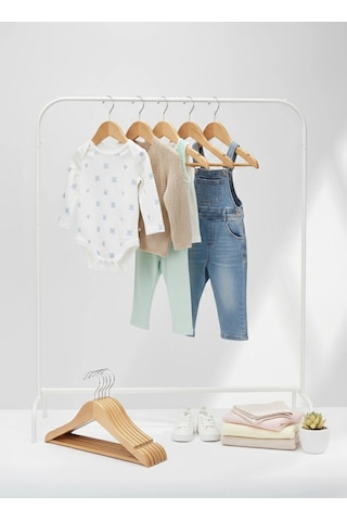 Ahşap Elbise Askısı Bebek Çocuk Askısı 10'lu Set Doğal Renk Tam Vernikli