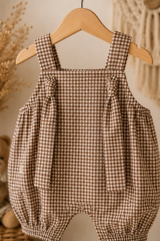Mnk Baby & Kids Bebek Pötikare Desenli %100 Pamuk Tulum M00848 Kahverengi