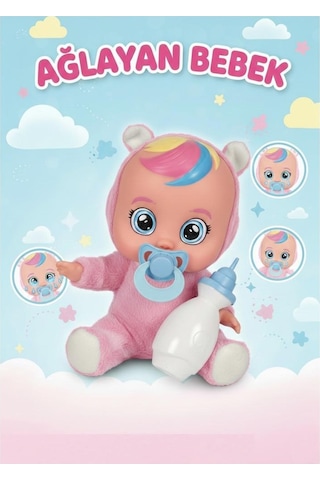 Pembe Kostümlü Ağlayan Ve Konuşan Et Bebek Emzikli Ve Biberonlu İnteraktif Oyuncak Bebek