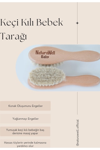 Naturawell %100 Keçi Kılı Doğal Bebek Saç Fırçası Çok Renkli
