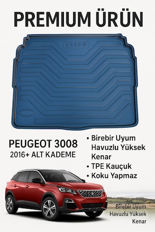 Peugeot 3008 2016+ Alt Kademe İle Uyumlu Bagaj Havuzu 3d Premium