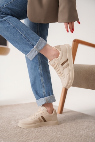 Daxors D163 Günlük Ortopedik Kadın Sneaker Spor Ayakkabı Bej