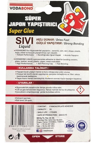 Vodabond Süper Japon Yapıştırıcı Şeffaf - 3 Gr.