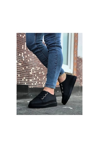 DMR Elegance Jy026 Astor Erkek Günlük Lastikli Cilt Spor Sneaker Ayakkabı Cst Siyah