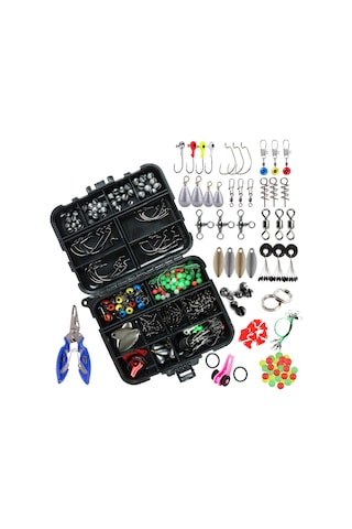 Ranyeek 188 Parça Metal Ve Plastik Balıkçılık Aksesuar Seti: Ağırlık, İğne, Dairesel Döner, Kayar Kesici İle Depolama Kutusu Ve Balıkçılık Pensi T0183-2