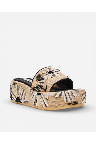Steve Madden Decor-emb Blk Kadın Natural-black Topuklu Terlik Decor-emb Blk Bej