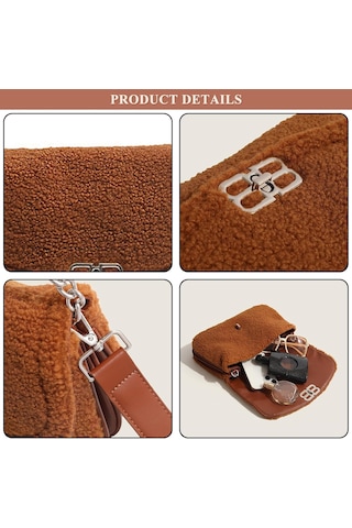 Kadınlar İçin Moda Omuz Çantası Tüylü Peluş El Çantası Sahte Kürk Çapraz Askılı Kapaklı Çanta Zincir Askılı Tote Çanta Beyaz A697 Beyaz