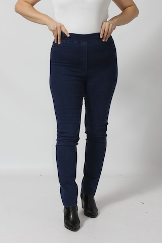 Moda Berray R001 Beli Lastikli Esnek Büyük Beden Mevsimlik Mavi Kot Pantolon Denim - Lacivert