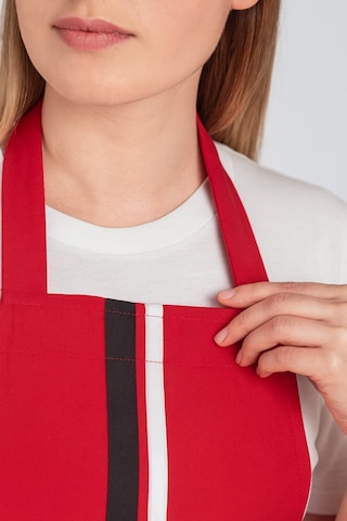 Kadın Boyundan Asmalı Çizgili Barista Şef Mutfak Önlüğü 60x85 Cm Kırmızı