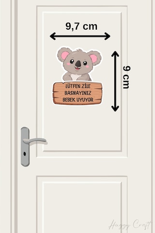 Lütfen Zile Basmayınız Bebek Uyuyor Koala Sticker Kapı Zili Etiketi Standart