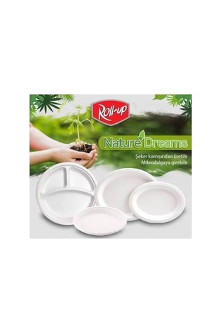 Roll-up Nature Ekolojik Karton Kağıt Parti Tek Kullanımlık Tabak - 22 Cm. - 50 Adetlik 1 Paket Diğer