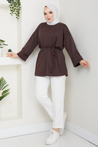 Günsel İpli Oysho Tunik 1646 - Kahve Kahverengi