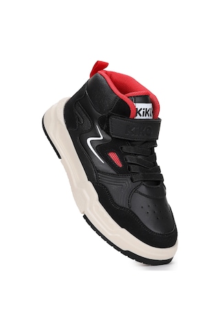 Kiko Kids Hayka-3 Cırtlı Erkek Çocuk Spor Ayakkabı Siyah - Kırmızı Siyah - Kırmızı