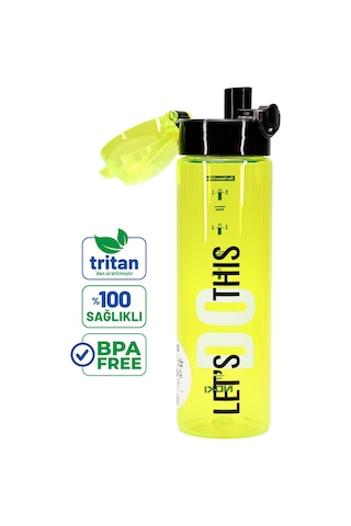 Su Matarası Tritan Geniş Ağız Su Şişesi Lets Do This Spor Matarası Suluğu Bpasız 630 Ml Sarı 0102