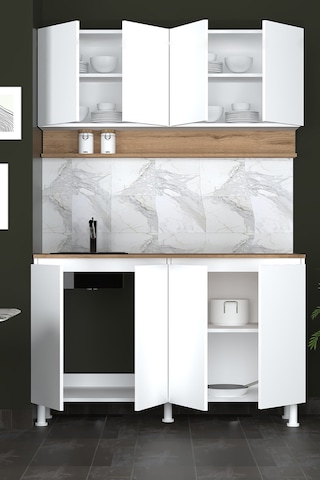 140 Cm Venda Mutfak Dolabı, Mini Mutfak Dolabı, Çok Amaçlı Dolap Beyaz