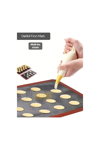 Delikli Pişirme Matı Çift Taraflı Fırın Matı Silikon Hamur Matı Yapışmaz Büyük Boy 40x60 Cm