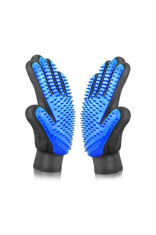 Springsun Evcil Hayvan Eldiveni - Kedi, Köpek, Tavşan Ve At Tüy Temizleme Eldiveni, Masajlı Banyo Fırçası Mavi