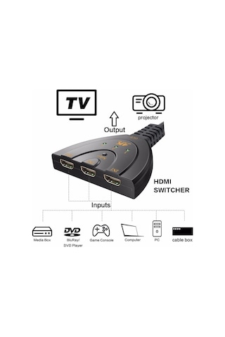 4K Hdmi Switch Çoklayıcı Çoğaltıcı 3 Port Ultra Hd