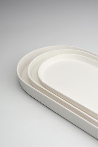 Dik Kenarlı Oval Tabak Seramik Bisküvi - 41 X 20.5 Cm - Ham Ürün Boyanabilir Obje