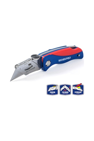 Workpro Wp211006 Ağır Hizmet Paslanmaz Çelik Gövde Katlanır Rötuş Maket Bıçağı + 6 Adet Yedek Bıçak