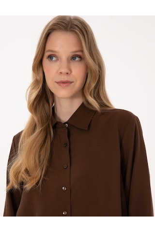 Pierre Cardin Kadın Koyu Kahverengi Gömlek Desenli 50318219-vr084 Koyu Kahverengi